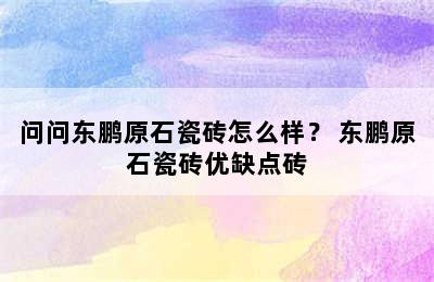 问问东鹏原石瓷砖怎么样？ 东鹏原石瓷砖优缺点砖